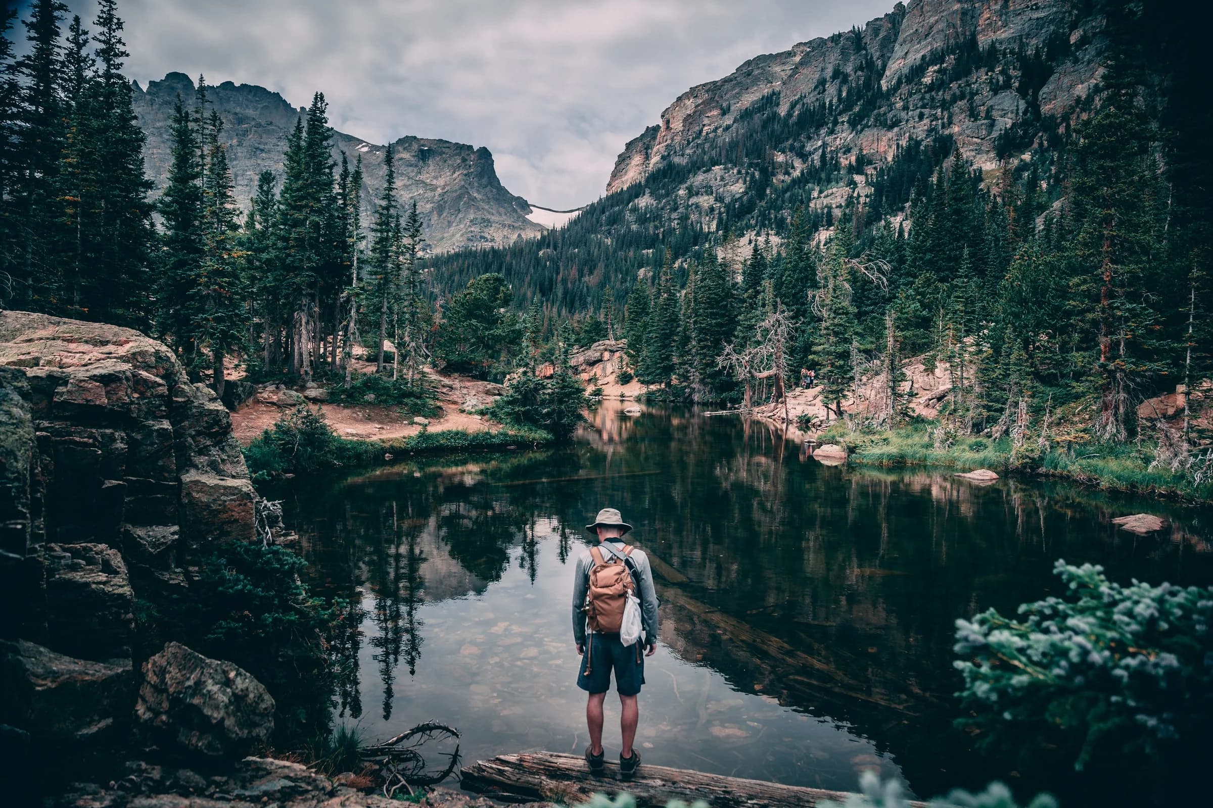 backpacker hiking in nature