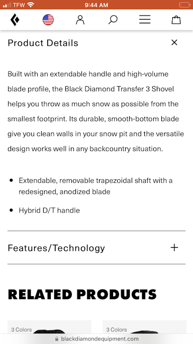  Black Diamond Transfer 3 Shovel 